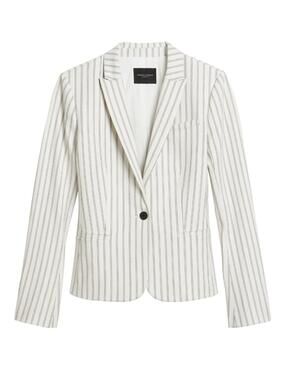 BANANA REPUBLIC NWOT WOMENS BELEN CLASSIC-FIT STRIPE BLAZER IN WHITE/NAVY-6